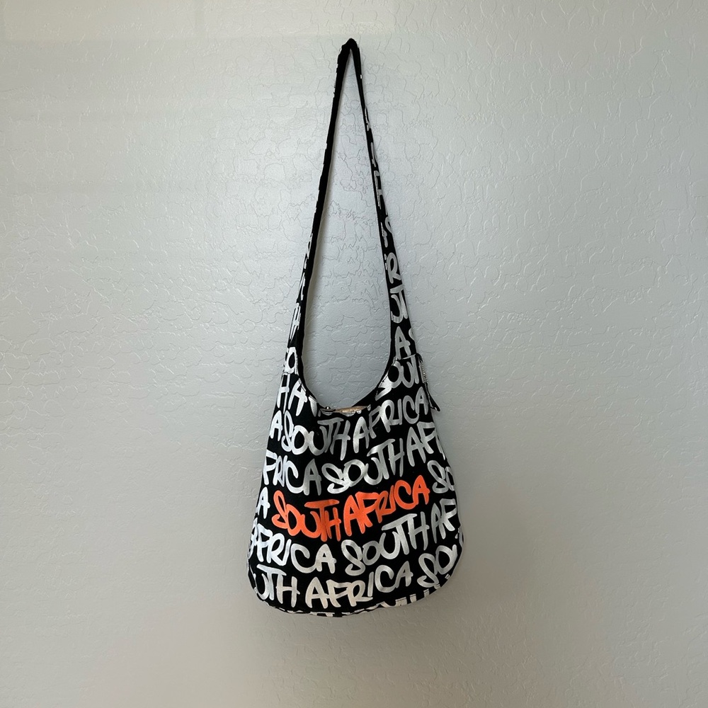 Robin Ruth South Africa Black and White Shoulder Bag with Orange Accents